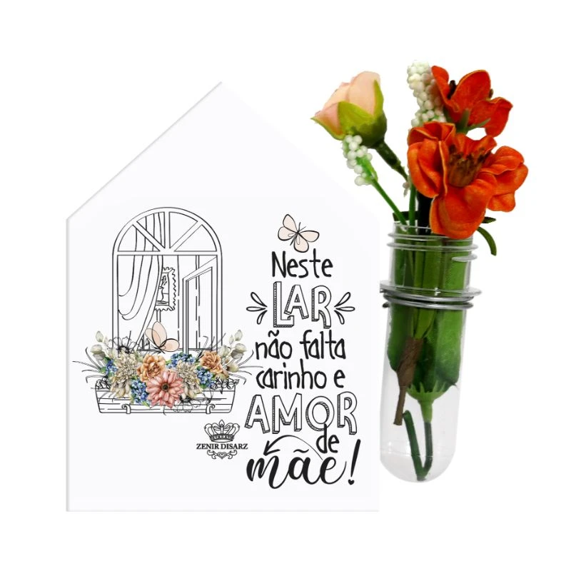 PLACA DE MESA CASINHA COM TUBETE MÃE...CELEBRAÇÃO 15X12