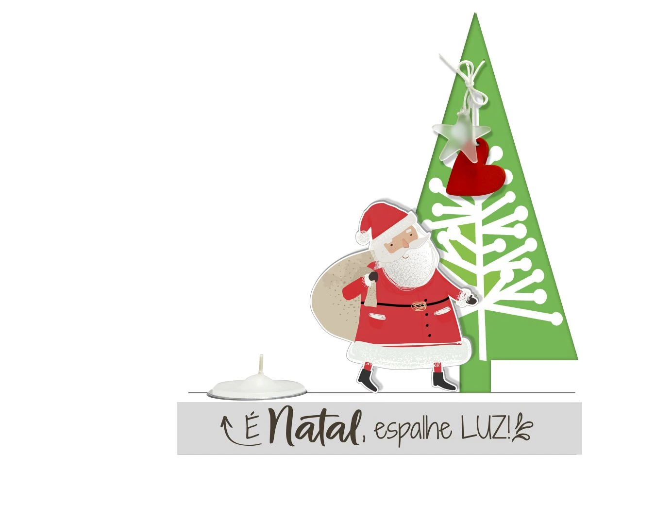 ENFEITE DE MESA COM VELA E PAPAI NOEL É NATAL...22X20X6
