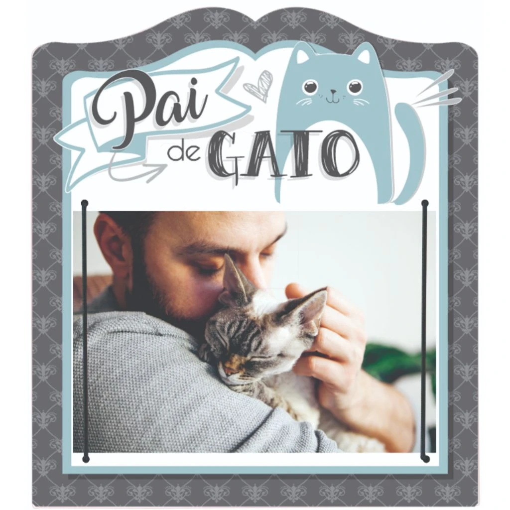 PORTA-RETRATO COM ELÁSTICO PAI DE GATO...VERDE 20,5X18