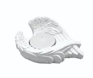 ENFEITE DE MESA ASAS COM VELA BRANCO 11X14X5