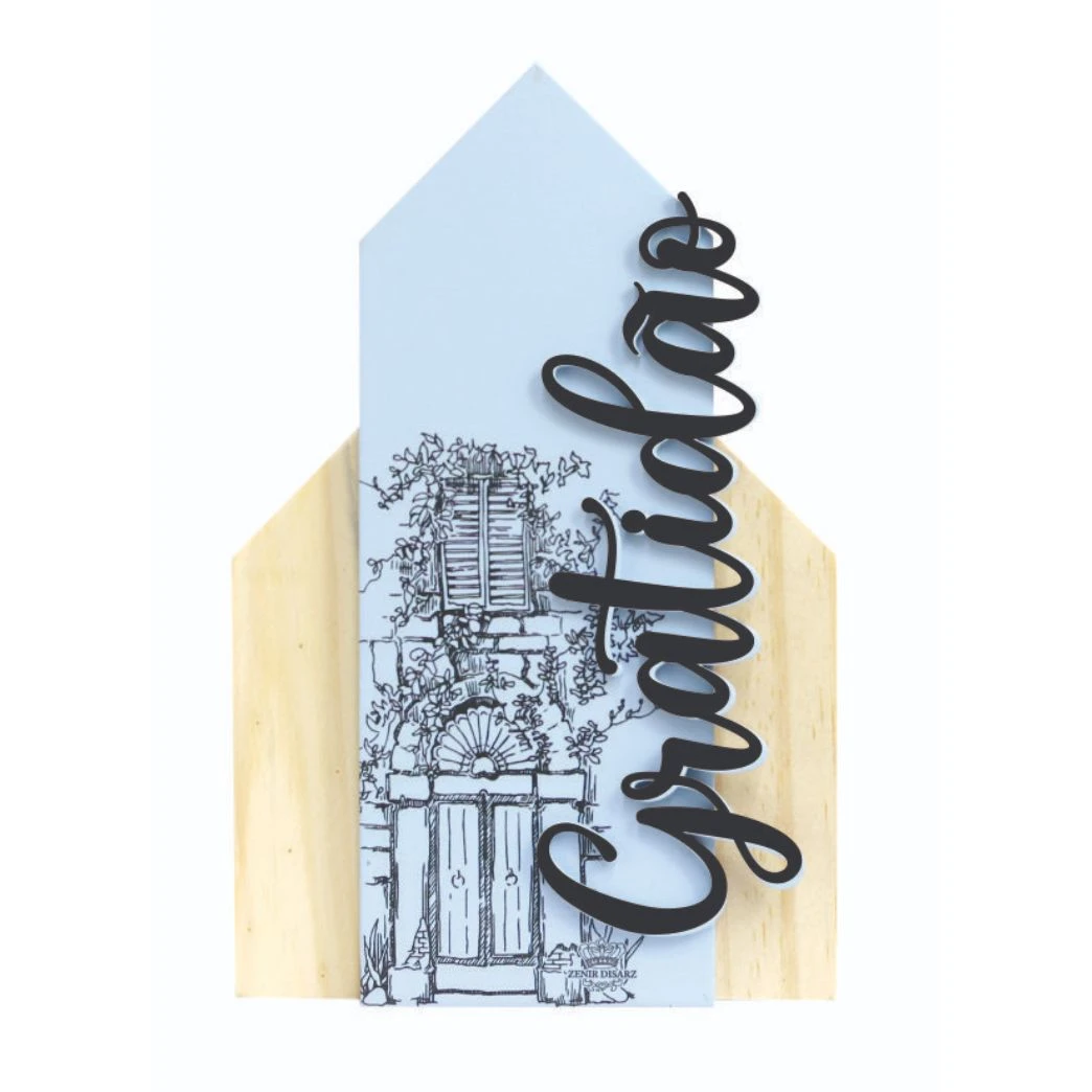 PLACA DE MESA DUPLA CASINHA GRATIDÃO 18X11,5