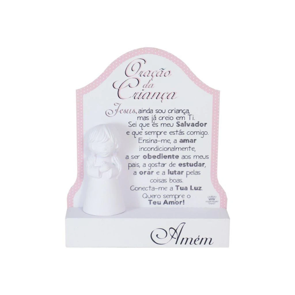 MADEIRINHA ORAÇÃO DA CRIANÇA ROSA 19,5X16,5