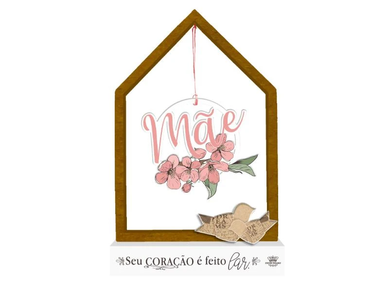 ENFEITE DE MESA CASINHA VAZADO MÃE...CEREJEIRA 27,5X17
