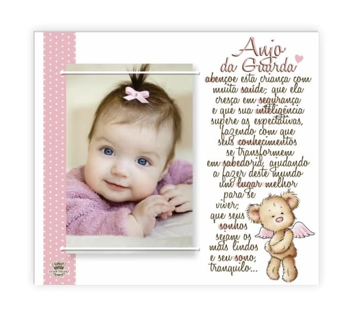 PORTA-RETRATO COM ELÁSTICO SANTO ANJO ROSA 22,5X20