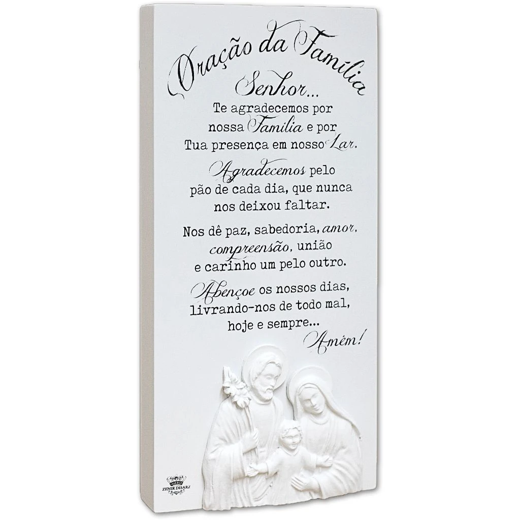 MADEIRINHA DE MESA ORAÇÃO DA FAMÍLIA...BRANCO ESPECIAL 25,5X12,5