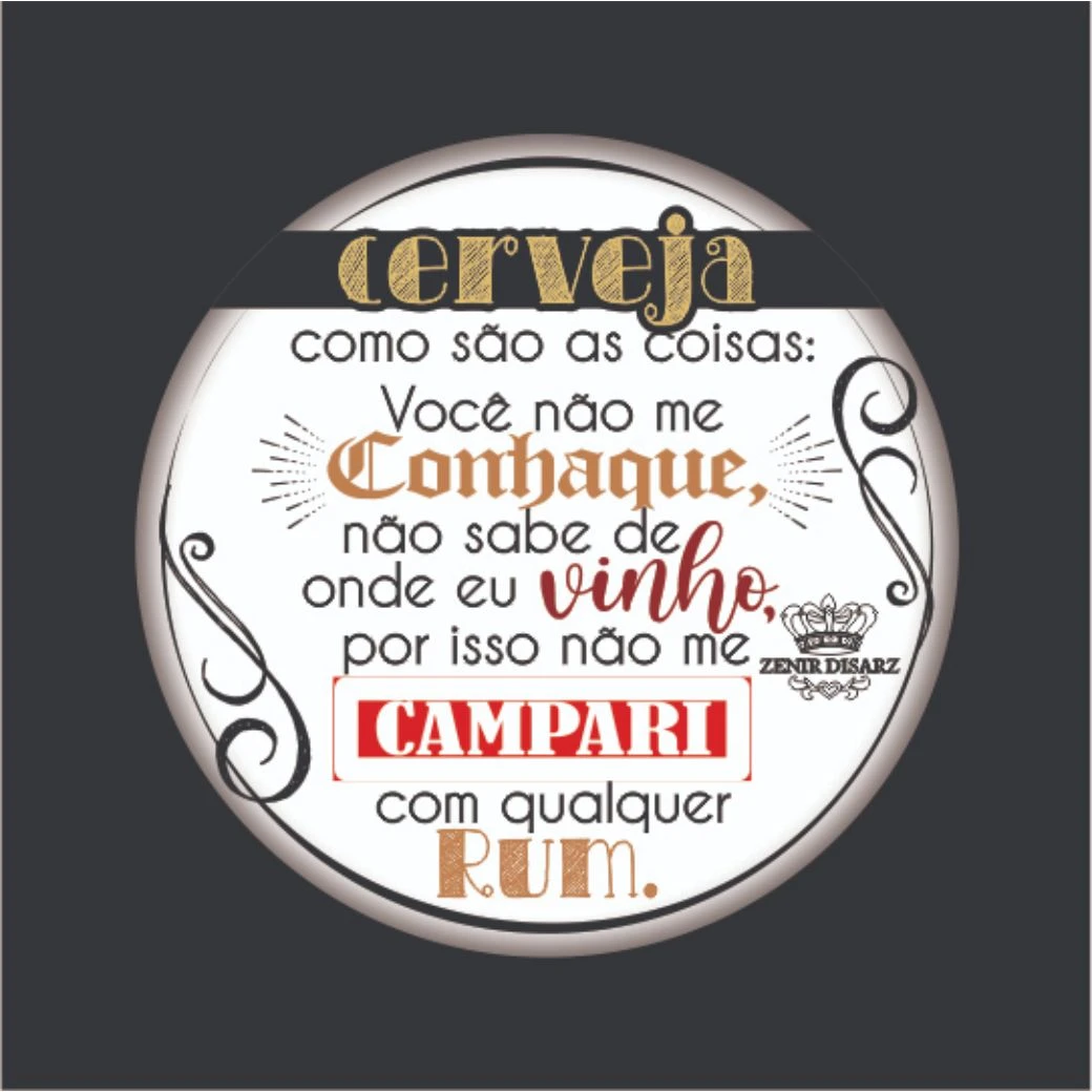 PORTA-COPO RESINADO CERVEJA COMO SÃO AS COISAS...PRETO 10,5X10,5