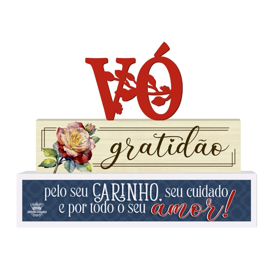 ENFEITE DE MESA FRASES VÓ...ROSA ARABESCO 15X20