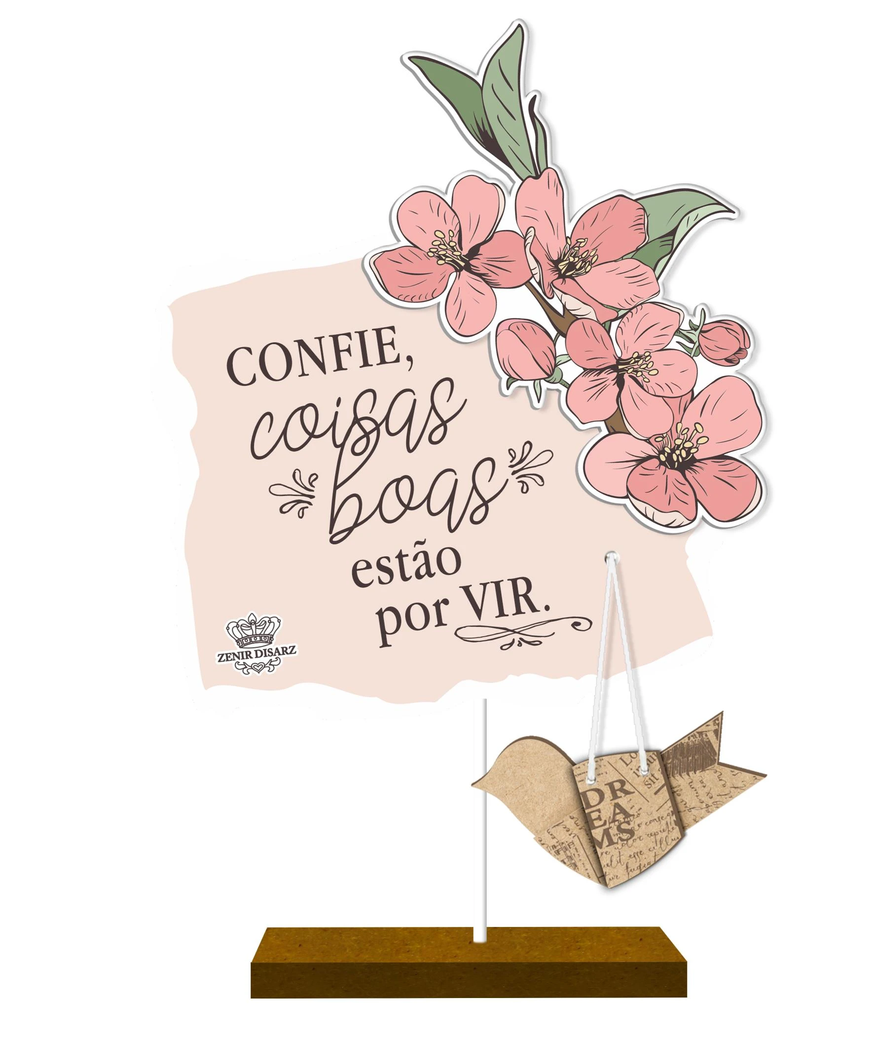 MADEIRINHA RECADO CONFIE COISAS BOAS...CEREJEIRA 19X12