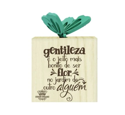 PLACA DE MESA CRU COM APLIQUE GENTILEZA É O JEITO...CELEBRAÇÃO 10X7X4