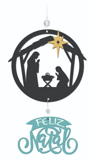 MÓBILE DE PAREDE PRESÉPIO FELIZ NATAL 28X17,5