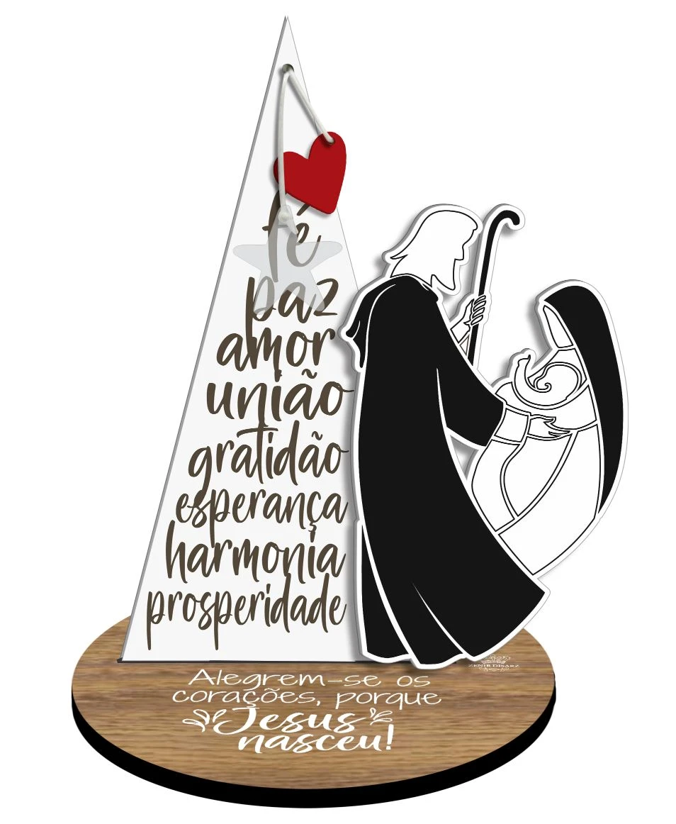 ENFEITE DE MESA PRESÉPIO FÉ, PAZ, AMOR...20X16X14