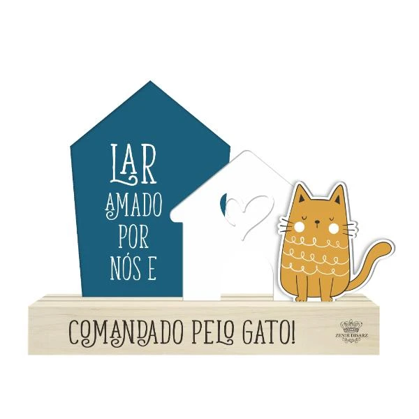 ENFEITE DE MESA LAR AMADO... GATO... PET CORAÇÃO 1 12,5X16X4,5
