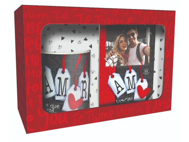 CAIXA PRESENTE COM PORTA RETRATO E CANECA QUANDO ESTAMOS JUNTOS 16X23X8,5