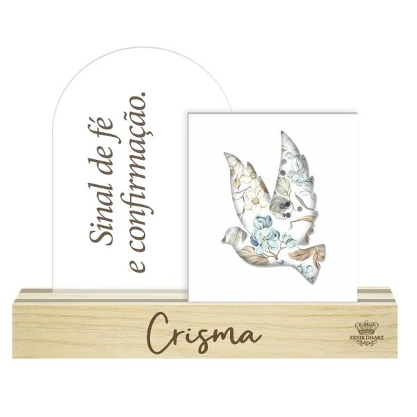 MADEIRINHA DE MESA SINAL DE FÉ, CRISMA 13X16