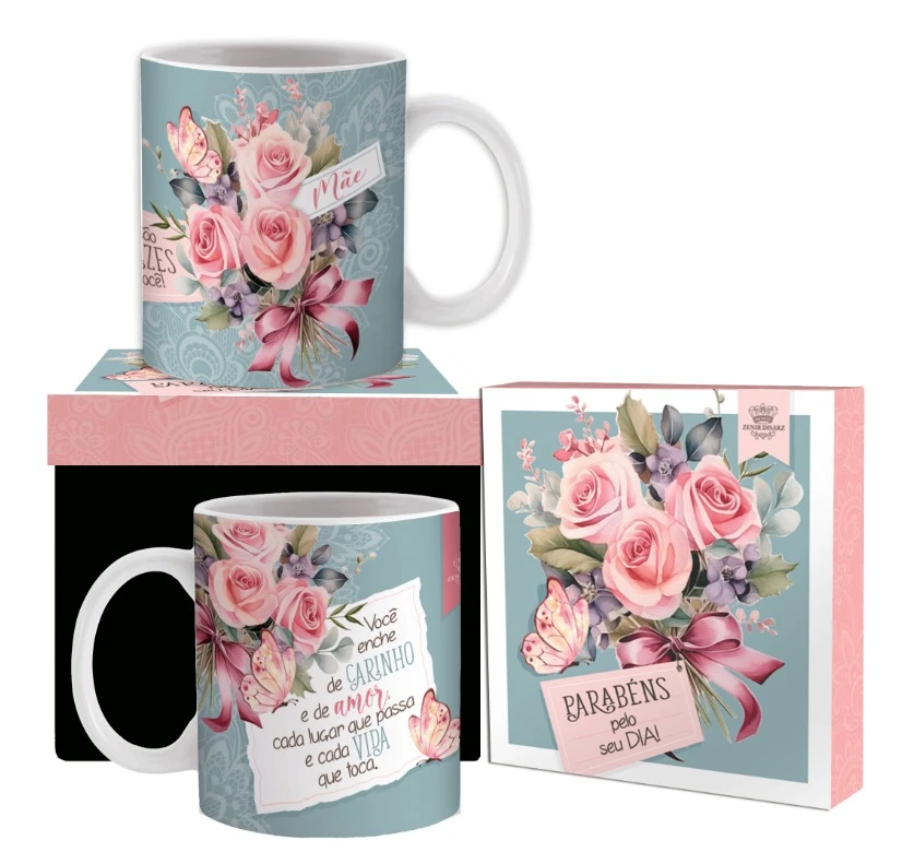 CANECA CERÂMICA MÃE VOCÊ ENCHE DE CARINHO 