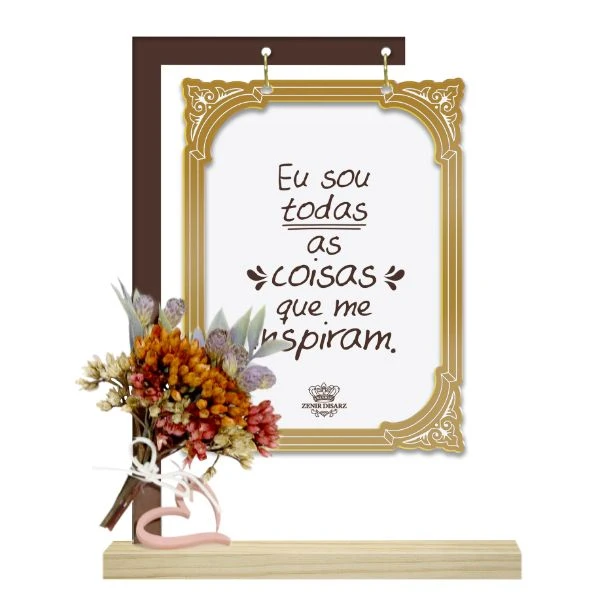 ENFEITE DE MESA COM APLIQUE VARAL EU SOU TODAS...FLORESCER 18X14X3