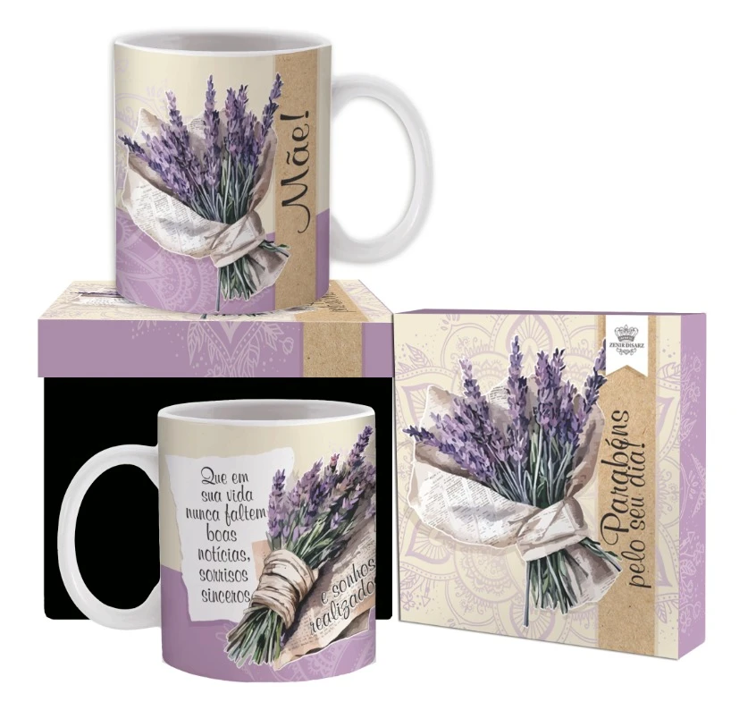 CANECA CERÂMICA MÃE PARABÉNS PELO SEU DIA 