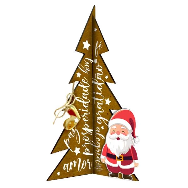 ENFEITE DE MESA PINHEIRO COM ENCAIXE E APLIQUE PAPAI NOEL 22X8