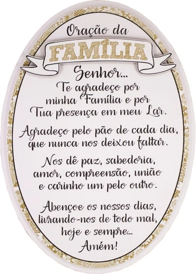 QUADRO ORAÇÃO DA FAMÍLIA... CORUJA OURO 34X23