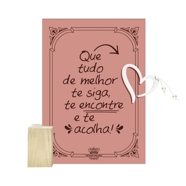 ENFEITE DE MESA COM CUBO E PLACA QUE TUDO DE MELHOR...FLORESCER 13X11