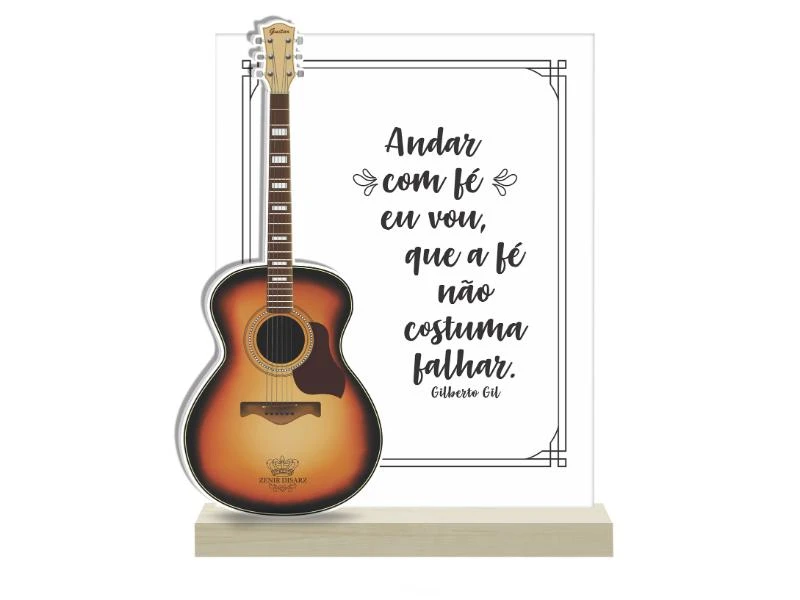 ENFEITE DE MESA COM APLIQUE VIOLÃO ANDAR COM FÉ...15X11