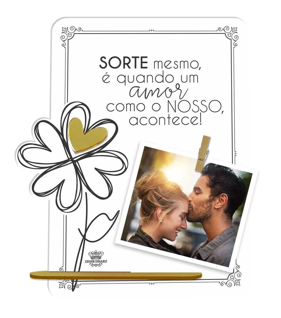 PLACA DE MESA COM APLIQUE SORTE MESMO É QUANDO...20X15