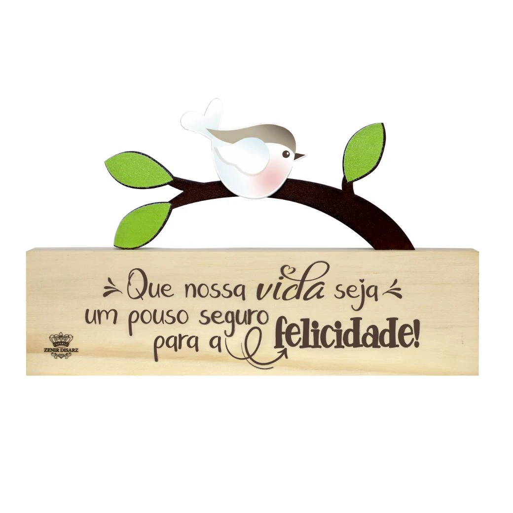 PLACA DE MESA CRU PÁSSARO QUE NOSSA VIDA SEJA UM POUCO SEGURO...13X21,5