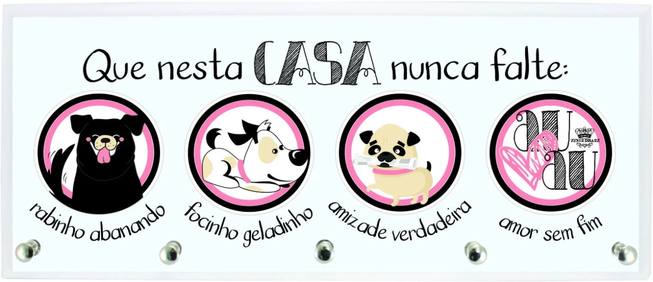 PORTA-CHAVE QUE NESTA CASA... BICHOS 15X35