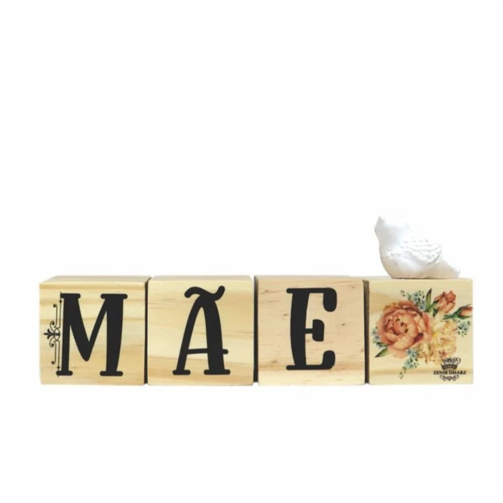 ENFEITE DE MESA CUBOS MÃE...FLORAL SALMÃO 9X20