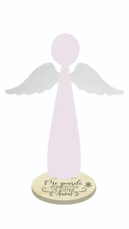 ENFEITE DE MESA ANJO ME GUARDE...ROSA 22X11