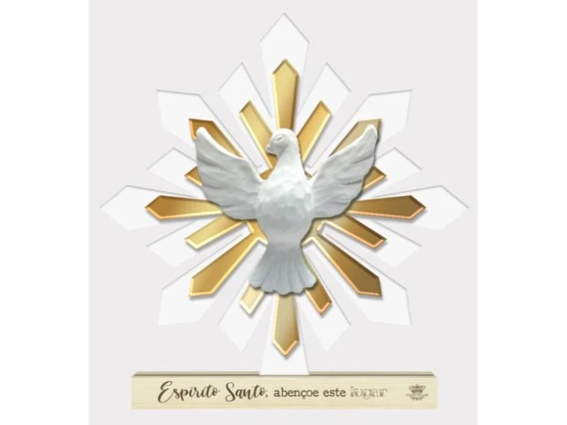ENFEITE DE MESA COM APLIQUE ESPIRITO SANTO...26X24X3,5