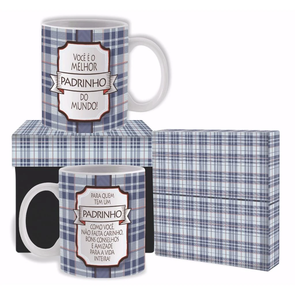 CANECA CERÂMICA PADRINHO XADREZ