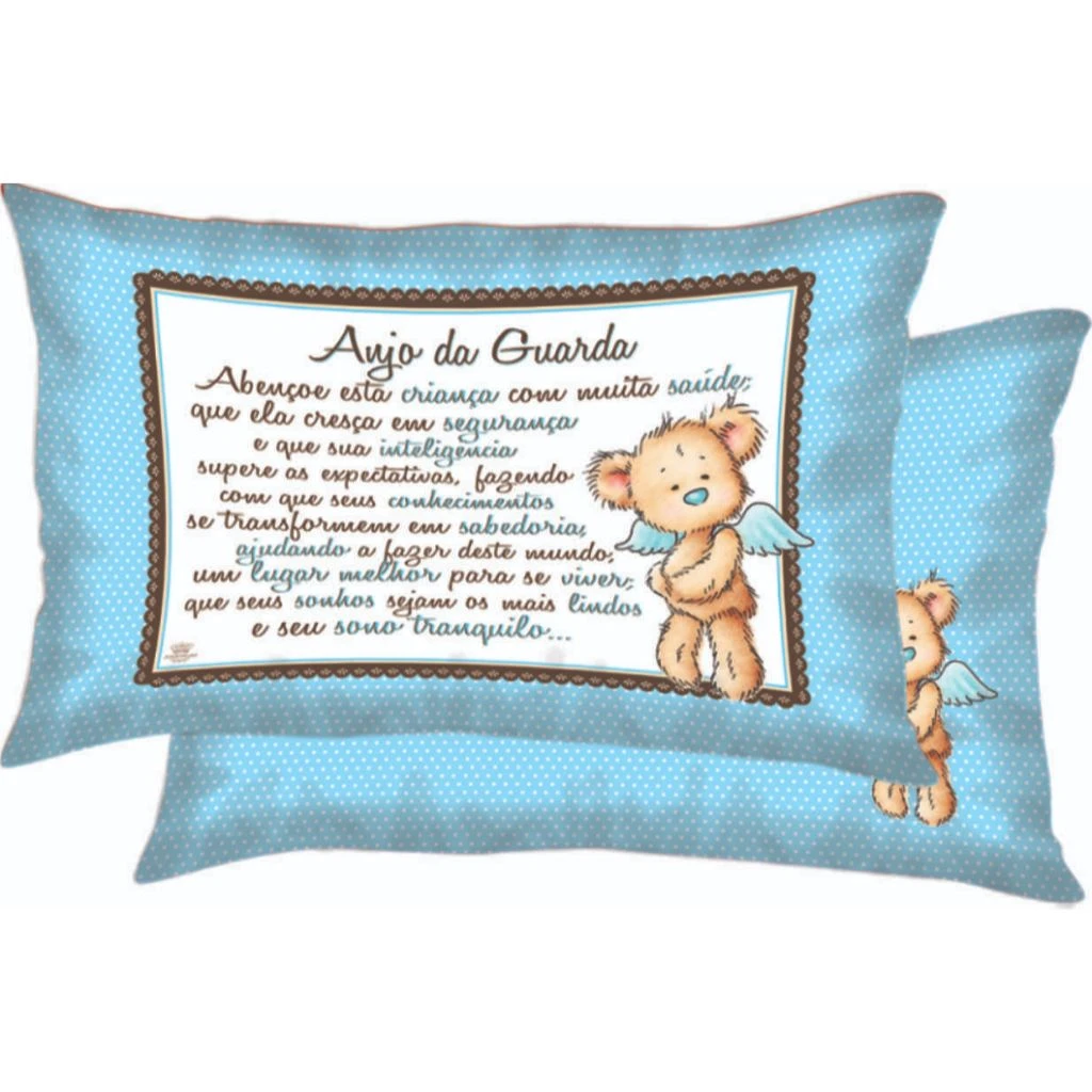 ALMOFADA URSO AZUL  ANJO DA GUARDA 22,5x37