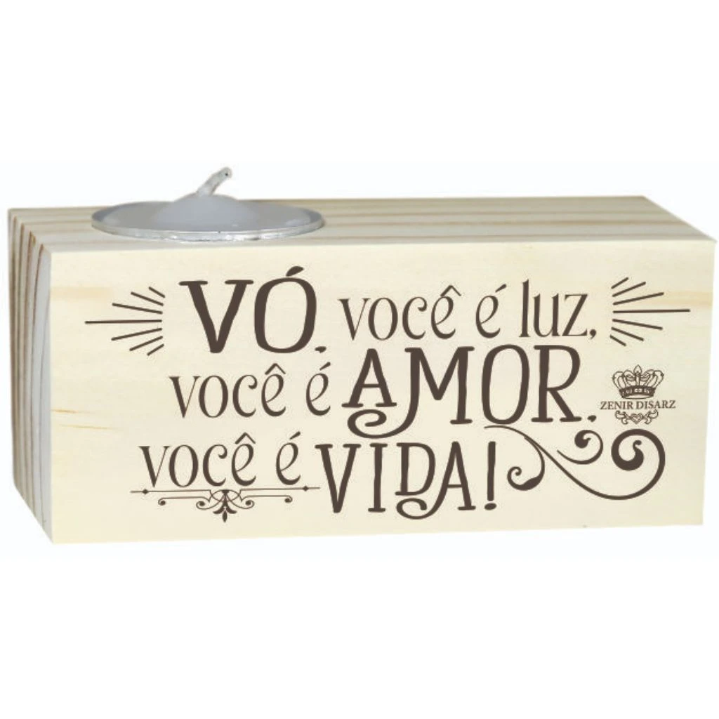 PLACA DE MESA VELA VÓ...FLORAL VERMELHO 5X11X5