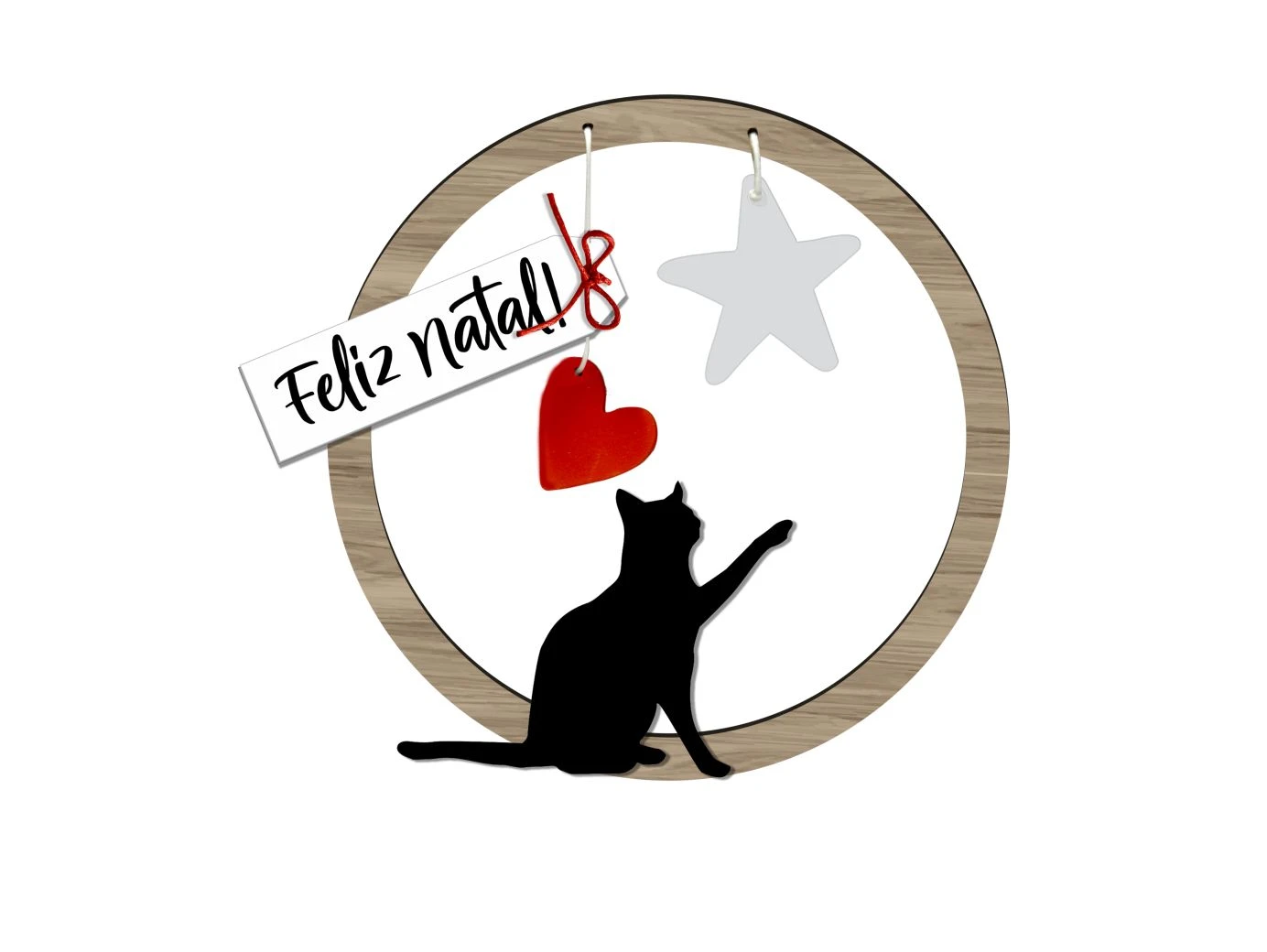GUIRLANDA FELIZ NATAL...GATO 16X18