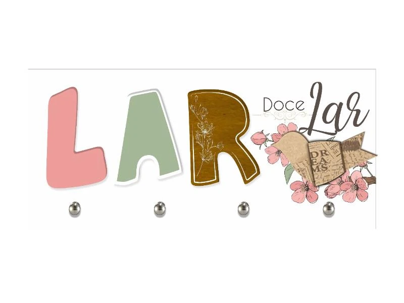 PORTA-CHAVE LAR DOCE LAR...CEREJEIRA 12X26