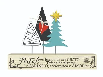 ENFEITE DE MESA PINHEIROS NATAL É TEMPO DE SER GRATO...13X18