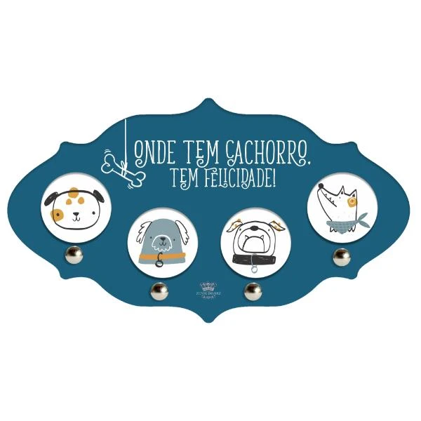 PORTA-CHAVES ONDE TEM CACHORRO... PET CORAÇÃO 1 13X24