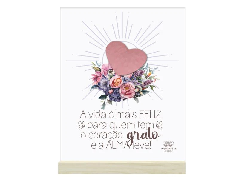 ENFEITE DE MESA COM APLIQUE CORAÇÃO A VIDA É MAIS FELIZ...BORBOLETA 15X11
