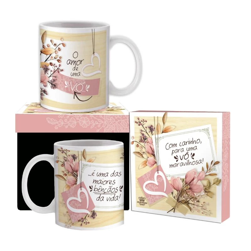 CANECA CERÂMICA O AMOR DE UMA VÓ...FLORESCER
