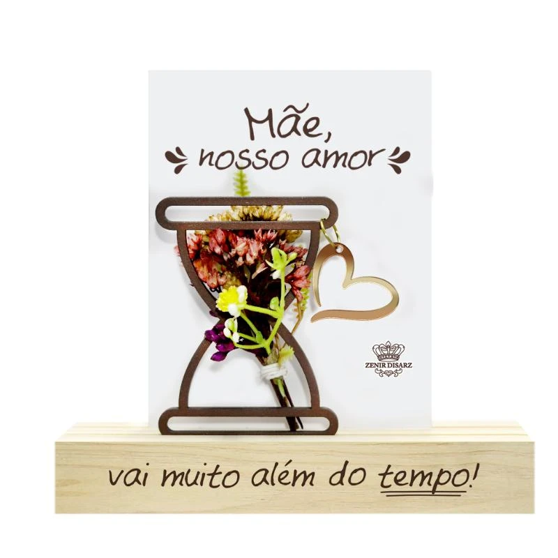 ENFEITE DE MESA COM APLIQUE MÃE, NOSSO AMOR...FLORESCER 15X16X4,5
