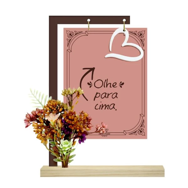 ENFEITE DE MESA COM APLIQUE VARAL OLHE PARA CIMA...FLORESCER 22X20X3,5