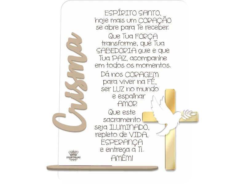 PLACA DE MESA COM APLIQUE CRISMA 20X15