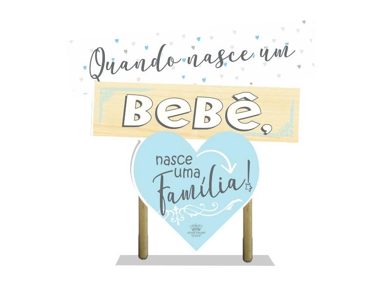 ENFEITE DE MESA COM PLAQUINHAS QUANDO NASCE UM BEBÊ...AZUL 16,5X20