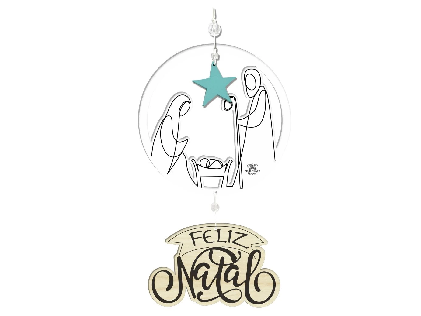 MÓBILE DE PAREDE PRESÉPIO FELIZ NATAL 27X16