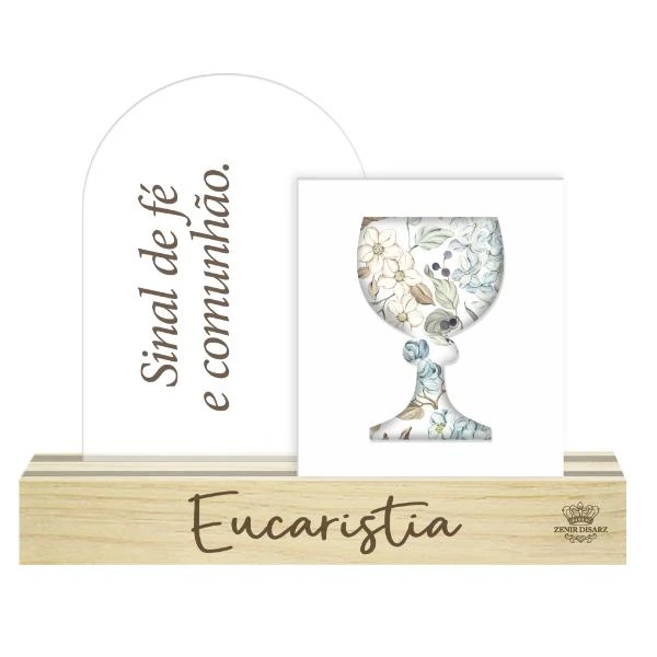 MADEIRINHA DE MESA SINAL DE FÉ, EUCARISTIA 13X16