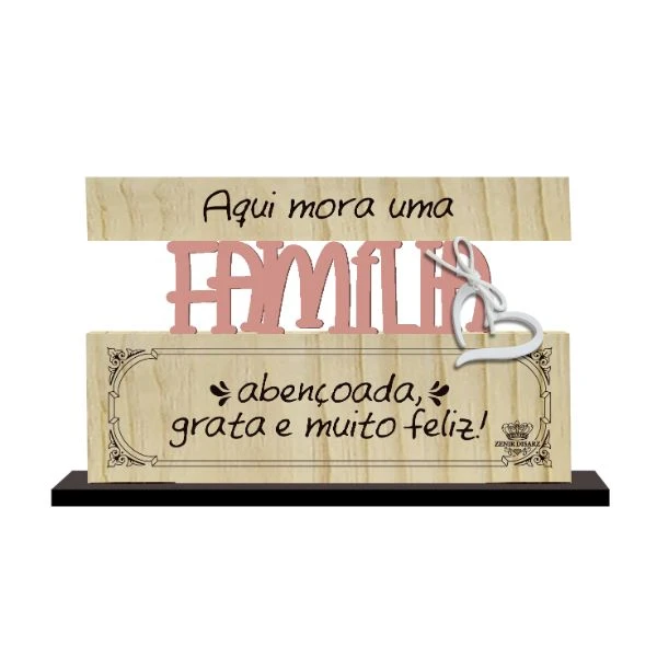 ENFEITE DE MESA COM APLIQUE FAMÍLIA...FLORESCER 11X18