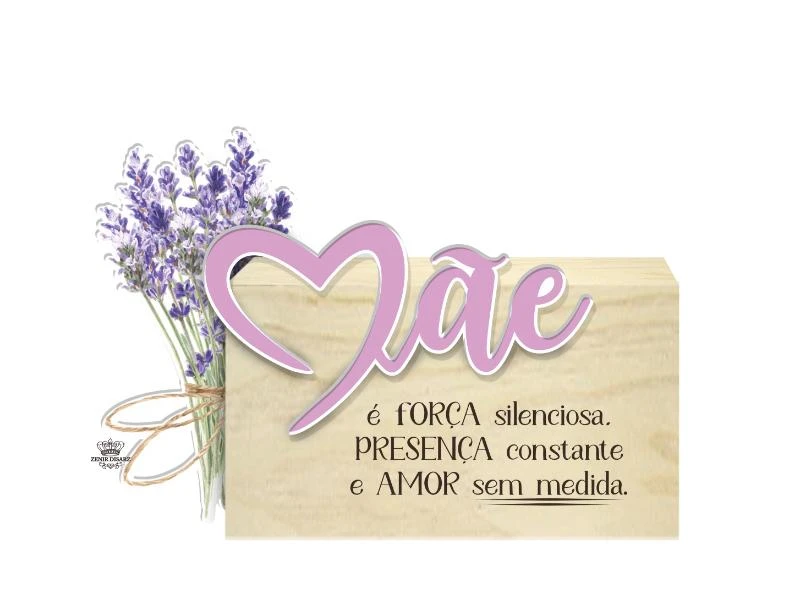 PLACA DE MESA COM APLIQUE MÃE É FORÇA...11X18X4