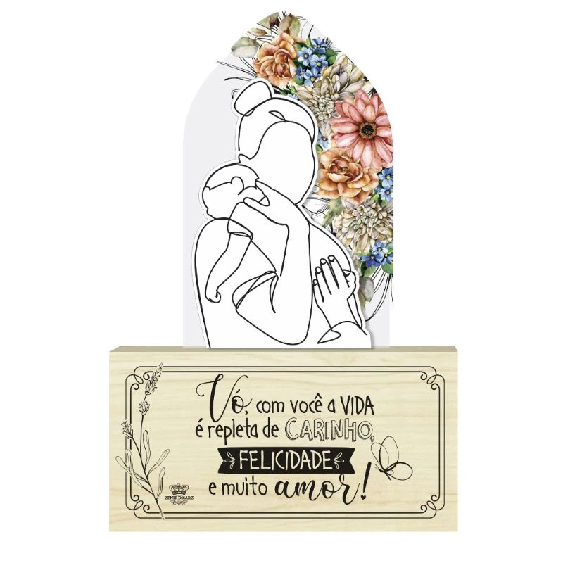 PLACA DE MESA COM ACRILICO VÓ COM VOCÊ A VIDA...CELEBRAÇÃO 29X19