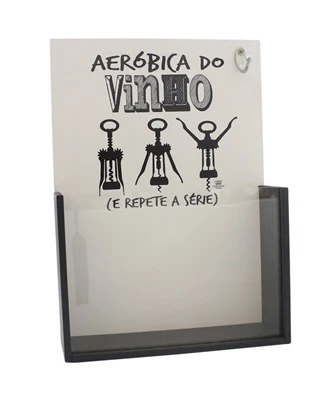 QUADRO PORTA ROLHA PRETO AERÓBICA DO VINHO 30X21,5X7,5